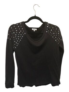 Splendid Black Studded Raglan Pullover Sweatshirt